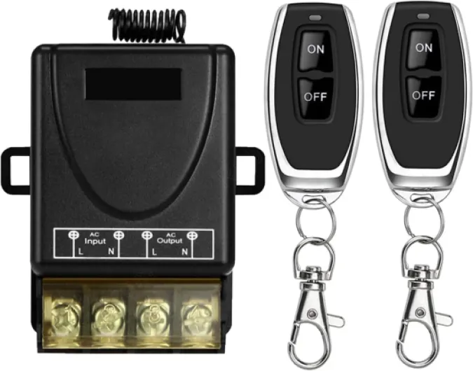 433Mhz RF Commutateur de télécommande sans Fil Interrupteur AC 220V/240V/110V 30A pour lumière, Pompe à Eau, appareils ménagers, Irrigation agricole,Normalement Ouvert on-Off