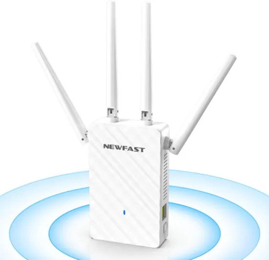 Répéteur WiFi Puissant RE516, Amplificateur WiFi 300Mbps 2.4GHz WiFi Extender avec 4 Antennes,N300 Repetiteur Couvre jusqu'à 100㎡, Compatible avec Toutes Les Box Internet Blanc