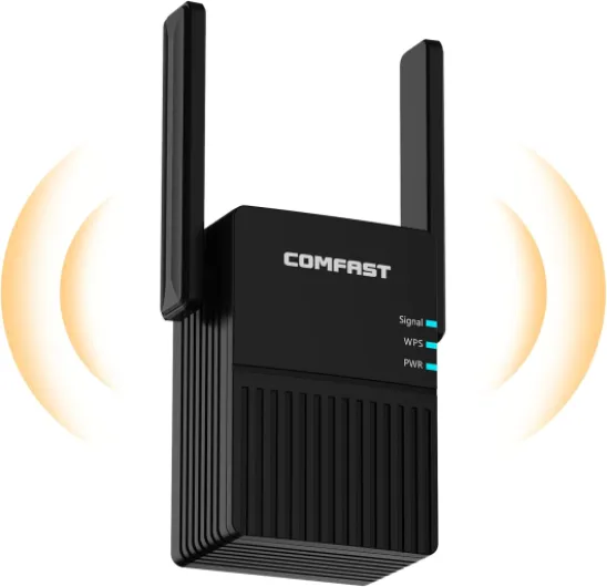 COMFAST Répéteur WiFi Puissant AC1200, Amplificateur WiFi 1200Mbps Double Bande Repeteur WiFi, Configuration en Un clic WPS, Compatible avec Toutes Les Box Internet Noir