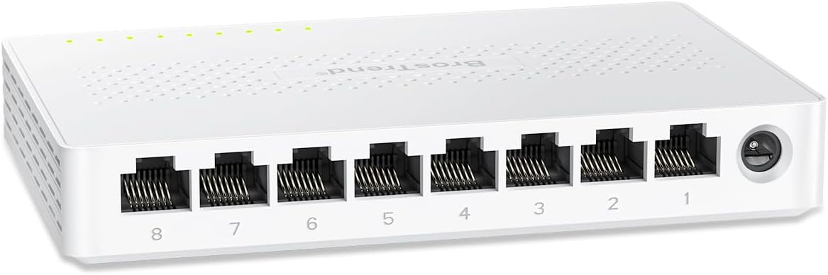 Switch Ethernet 2.5G 8 Ports, Switch RJ45 2.5Gb Unmanaged, 8x 2.5G Base-T Ports, Commutateur Réseau Compatible avec 100/1000/2500Mbps PC NAS, Plug-and-Play, sans Ventilateu, Protection à Vie