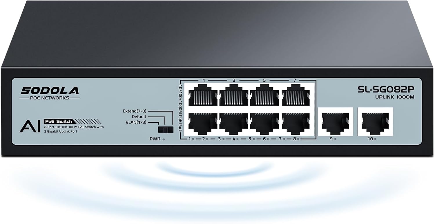 Switch PoE 8 Ports Gigabit avec 2 Liaisons Montantes, 120W pour Tous Les Ports PoE, Boitier Métal, Plug-and-Play, Conception silencieuse 8x PoE+ 120W+2x UpLink