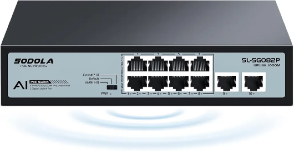 Switch PoE 8 Ports Gigabit avec 2 Liaisons Montantes, 120W pour Tous Les Ports PoE, Boitier Métal, Plug-and-Play, Conception silencieuse 8x PoE+ 120W+2x UpLink