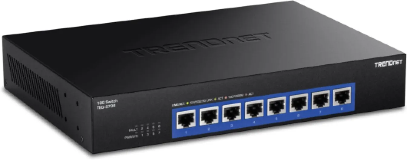 , TEG-S708, Commutateur 8 Ports 10G, 8 Ports 10G RJ-45, capacité de Commutation 160 Gbps montable en Rack, connexions réseau 10 Gigabit, Noir 8 Port 10G Ports Interrupteur