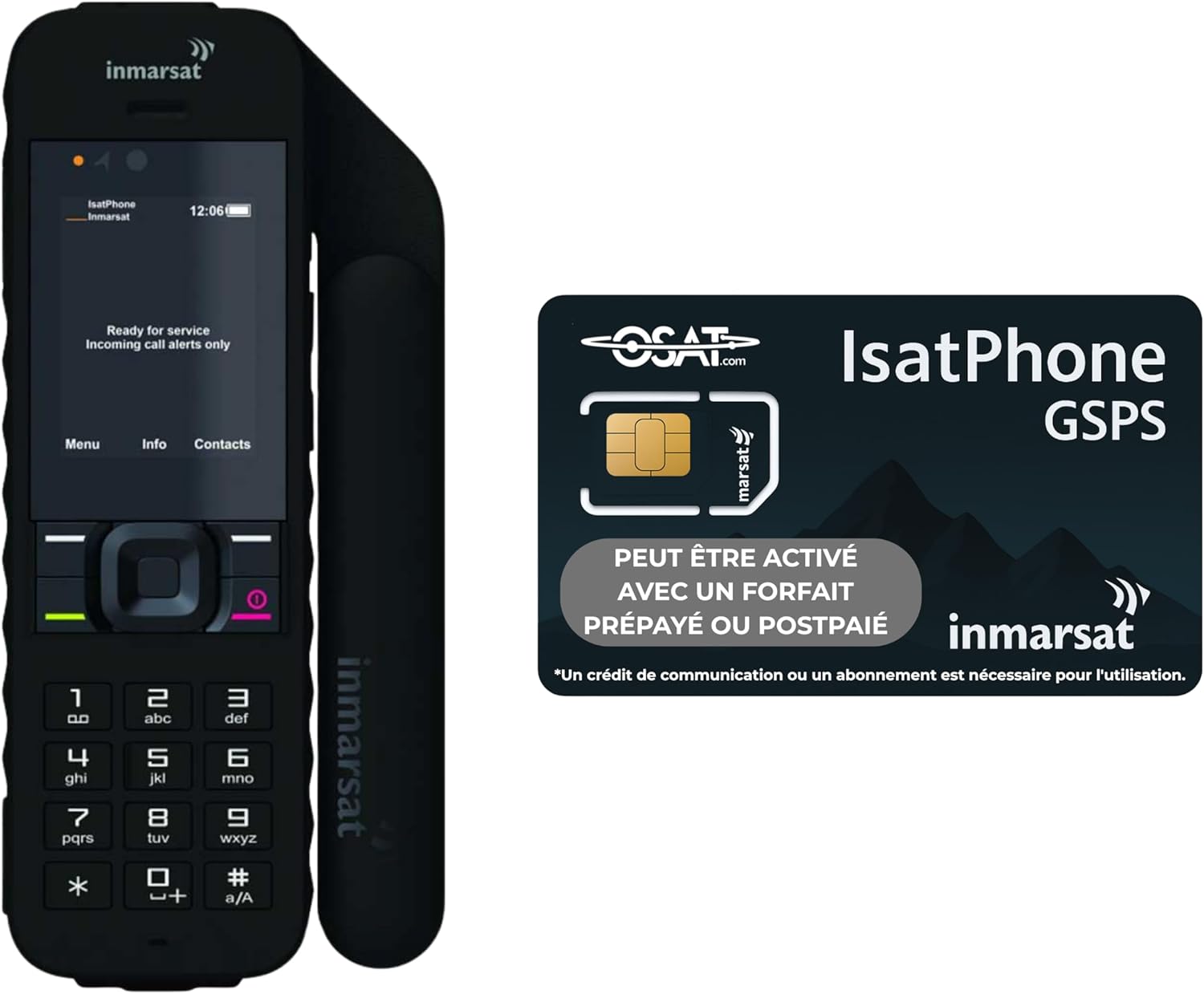 OSAT Inmarsat IsatPhone 2 – Téléphone Satellite Mondial avec Voix fiable - Longue durée de Batterie - Suivi GPS - Design résistant aux intempéries - Bouton d'assistance d'urgence Téléphone uniquement