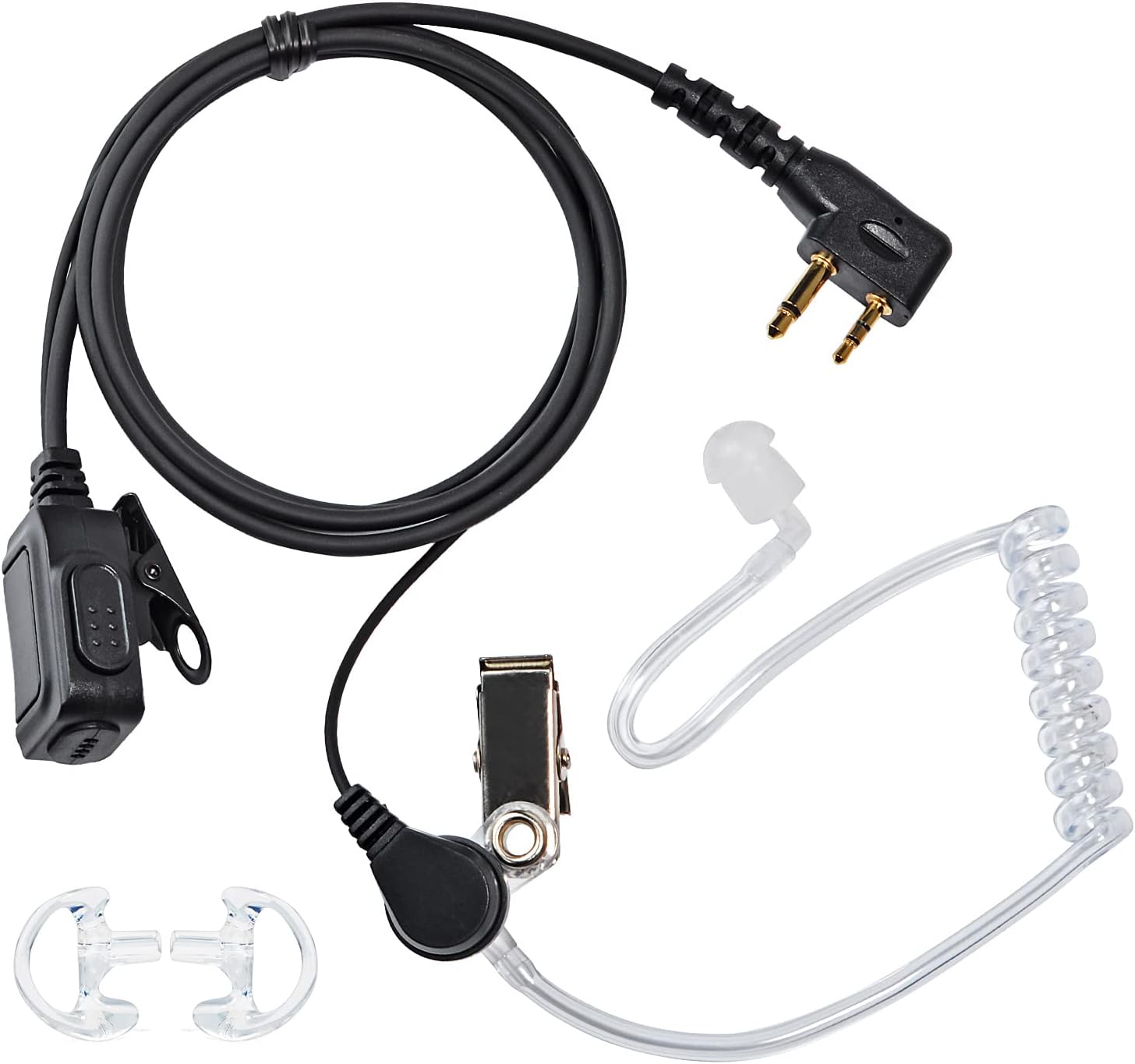 UAYESOK Oreillette radio 2 broches avec micro PTT et écouteurs souples pour Midland G7 G7PRO G8 G9 G5 G6 XT60 XT70 M24 M48 GXT550 GXT650 Alan39 Alan42 PMR446