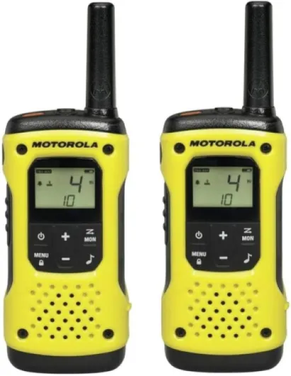 MOTOROLA Solutions - Lot de 2 Talkie Walkies - TALKABOUT T92 - PMR446 - Noir/Jaune - Longue portée -Indice IP67 - Fonctionnent avec Batterie