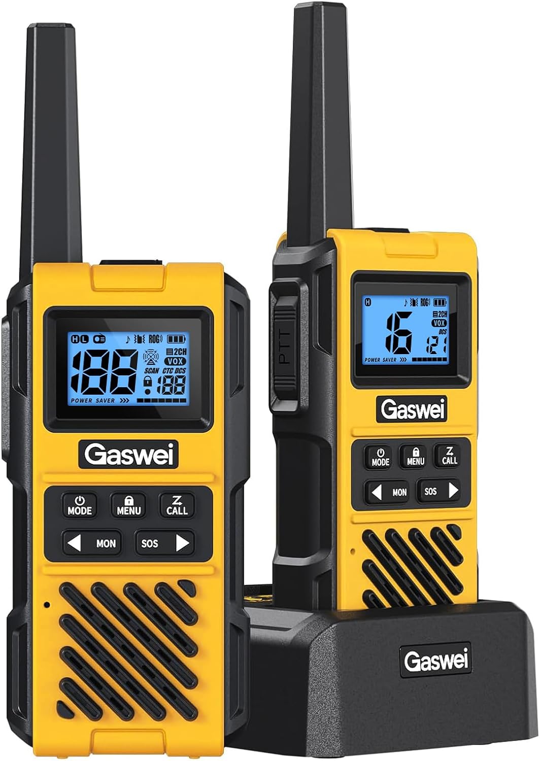 Talkie Walkie Longue portée Rechargeable Professionnelle pour Adultes, 16 canaux PMR446 toki walki, 1800 mAh, avec Radio FM, VOX, Alarme SOS, Charge USB-C Batterie - 2 pièces