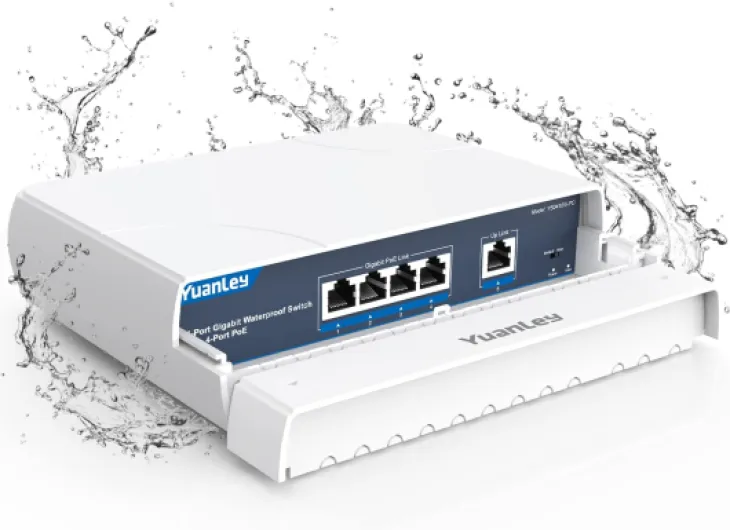 Switch PoE 4 Port Gigabit Étanche Extérieur Ethernet Non Géré Commutateur Réseau avec Fonction VLAN, Alimentation Intégrée 78W, IEEE802.3af/at et Plug & Play, Idéal pour l'extérieur 4 Port - Waterproof Gigabit