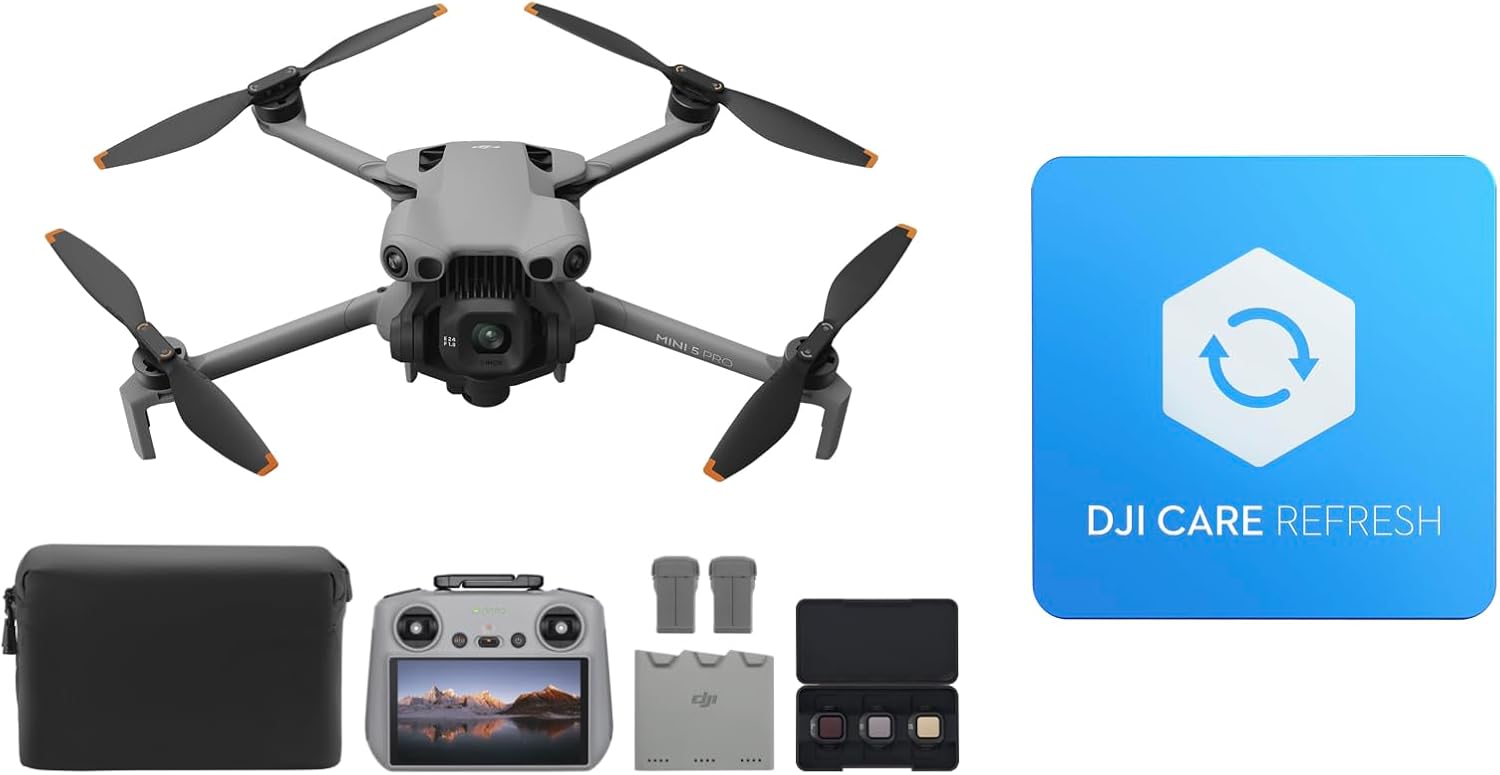 Bundle Fly More DJI Mini 5 Pro avec DJI RC 2 et 1 an de Care (activé automatiquement), Certifié C0, Drone 4K pour débutants, Drone avec caméra, CMOS 1 Pouce, détection d'obstacles Bundle Fly More DJI Mini 5 Pro (DJI RC 2) Avec 1 an de DJI Care