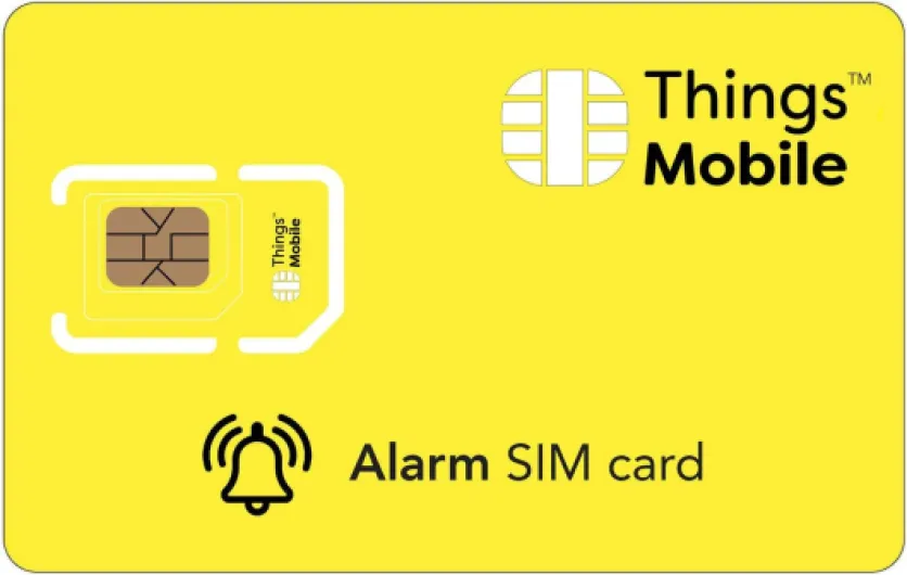 Carte SIM pour Alarme Domestique - Things Mobile - avec Couverture Globale et réseau Multi-opérateur GSM/2G/3G/4G LTE - sans Frais Fixes, sans échéance ni tarifs compétitifs, avec 10 € de crédit