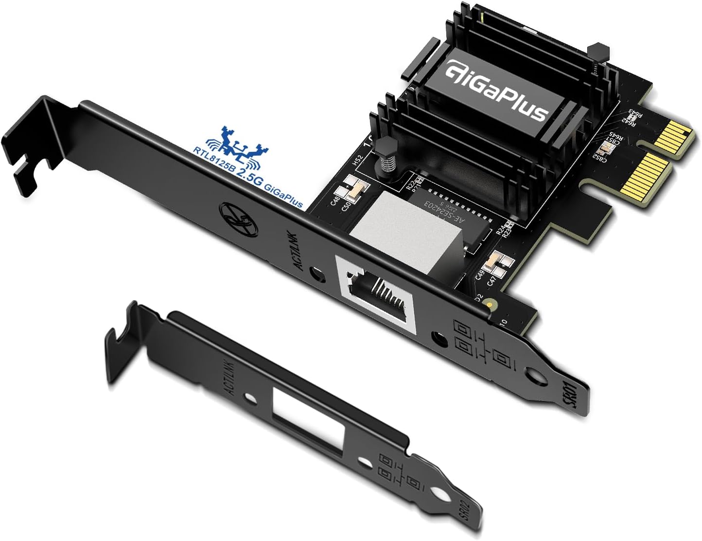 Carte réseau PCIe 2,5 Go, Adaptateur d'interface Ethernet GiGaPlus 2500 Mbps, avec Realtek RTL8125B, Wake on LAN, Compatible NIC 2,5 G Windows/Linux/Mac OS