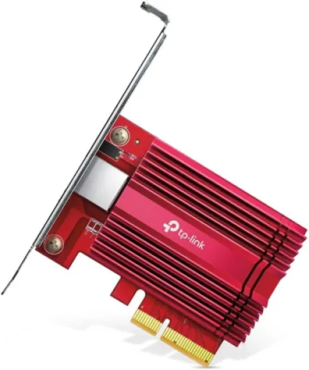 TP-Link TX401 Carte Réseau PCIe 10 Gigabit, Carte Réseau 10Gbps, Câble Ethernet Cat 6A Inclus, Latence Ultra-Faible, Compatible avec Windows 11/10, Linux 10 Gigabits