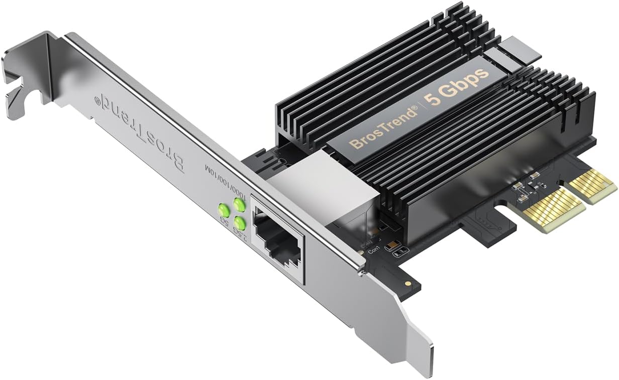 5 Gigabit Carte Reseau PCI Express, Carte Réseau 5Gb PCIe, Latence Ultra-Faible, Carte Réseau Ethernet PCIe Adaptateur, Compatible avec Windows 11/10, Windows Server 2022, Protection à Vie