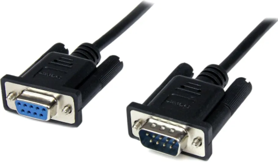 .com Câble Série RS232 Null Modem de 1m - Cordon DB9 Mâle Femelle - Câble Série Croisé avec Blindage Al-Mylar - Port série COM, Compatible avec Appareils DTE, Noir, F/M (SCNM9FM1MBK)