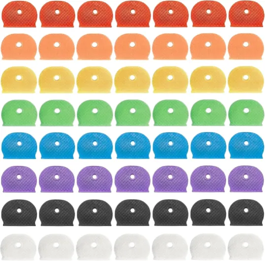KEYRI 56 Pièces Couvres Clés, Couvre Clef Flexibles Cap Clé Colorées Étanches Couvre-Clés Étiquettes Silicone Capuchon de Clé Identifiant de Clé Couvre-Clés pour Identification Clé (56)
