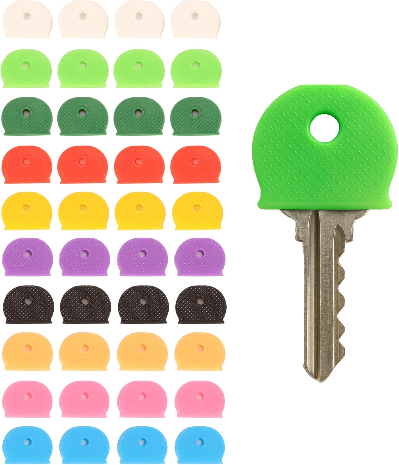Ensemble de 40 Couvre-Clés en Silicone Colorés, Étanches et Flexibles, Capuchons d'Identification pour Clés de Maison, Bureau et Voiture, 10 Couleurs Vives, Adaptés à la Plupart des Clés Standard