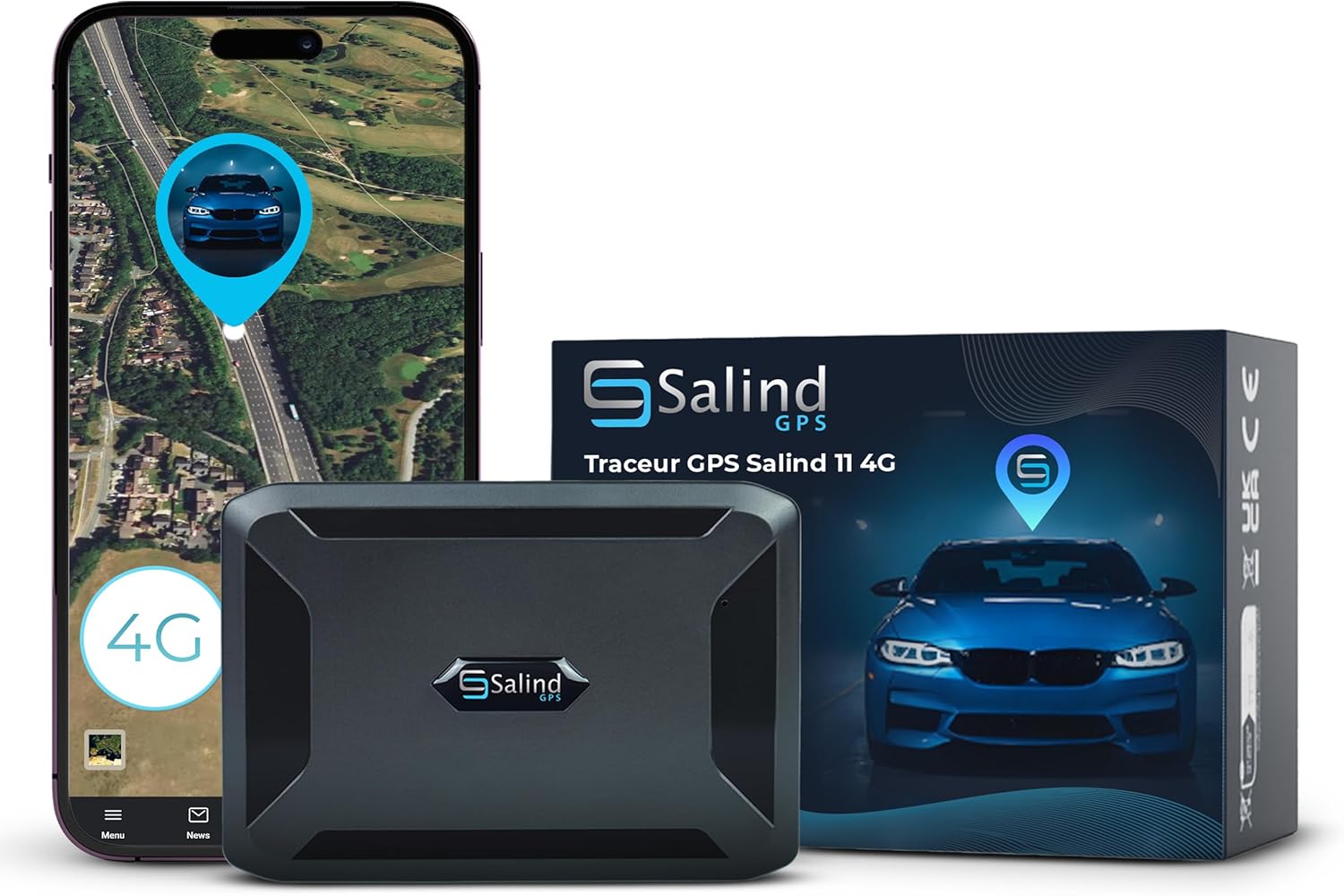 Salind 11 4G Tracker GPS pour Voitures, Motos, camions- Aimant intégré pour Un Placement Fixe et sécurisé- Longue durée de Vie de la Batterie- Tracker GPS avec Suivi en Temps réel 4G - MAGNETIQUE - Batterie 70 jours