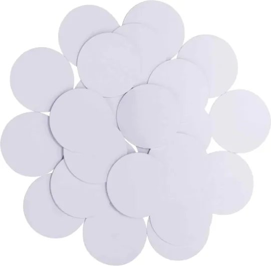 NFC Tag Lot de 20 Cartes NFC 215 Vierges réinscriptibles en Forme de pièce de 25 mm NFC Puce，Rond/mémoire de 504 octets/Compatible avec Tous Les téléphones NFC/TagMo, Compatible avec Amiibo Nintendo.