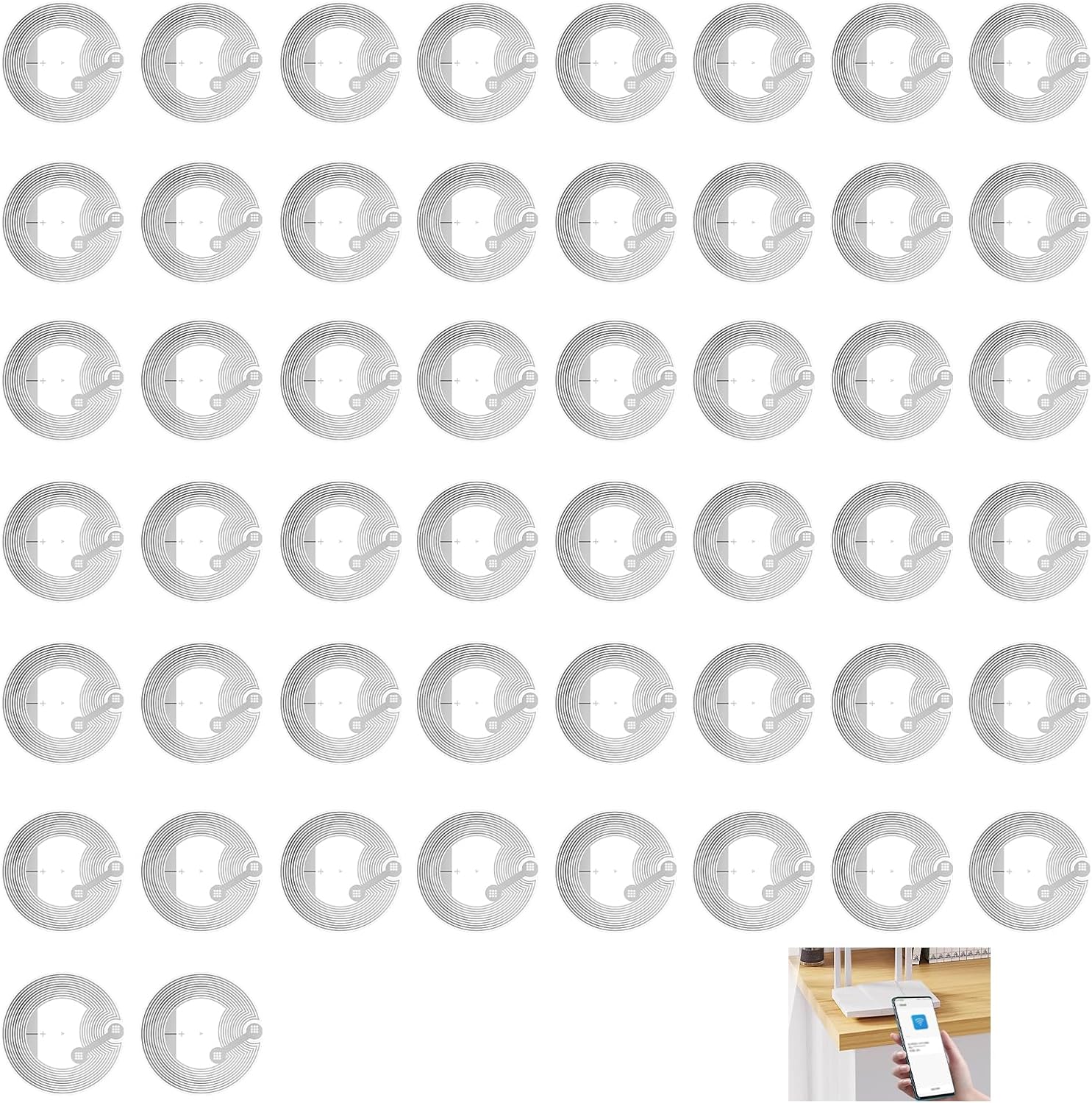 Lot de 50 autocollants NFC Ntag213 - Réinscriptibles - Puce NFC - Cartes NFC programmables - Mémoire de 144 octets - Puce NFC - Pour tous les téléphones et appareils compatibles NFC NFC 213