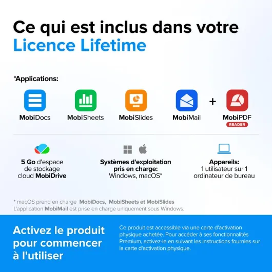 Suite de bureau 4 en 1 MobiOffice Lifetime pour Windows - Licence Lifetime - Traitement de texte, feuilles de calcul, présentations, messagerie + lecteur PDF gratuit