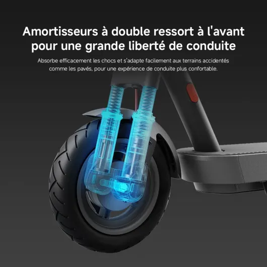 Electric Scooter 5 – Amortisseurs Doubles Ressort Avant – 60km Autonomie Étendue – Pneus 10' Tubeless – Moteur 700W Max – Pente 18% Trottinette Électrique Xiaomi Electric Scooter 5 350 W Noir