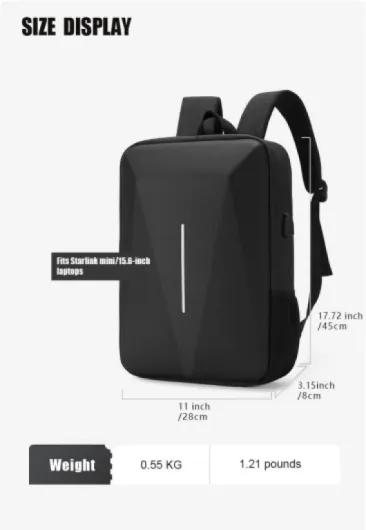 HFLZBRO Sac pour Starlink Mini - Sac de rangement pour Starlink Dish et tous les accessoires - Antivol étanche Noir