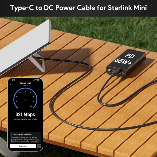 Starlink Câble d'alimentation Mini USB-C vers CC, 100 W, entrée USB Type-C vers câble de charge étanche avec fiche creuse 18 AWG, 60 W + source PD 28V PPS et 20V PD (2M/6.5FT) 2 m (6.5 ft)