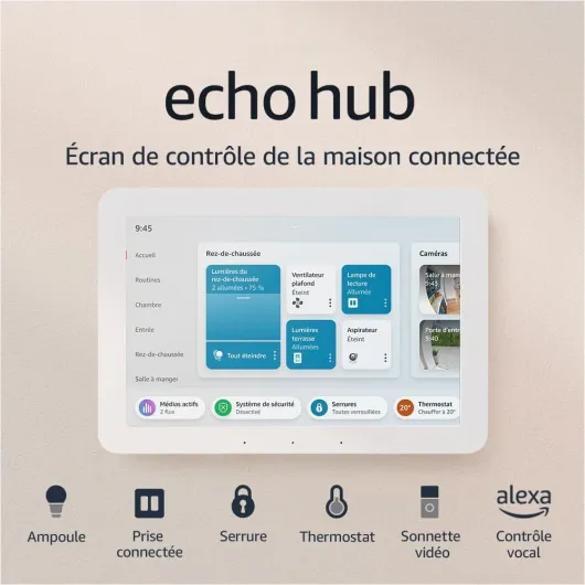 Echo Hub (Nouvelle génération) - Écran de contrôle de la maison connectée 8", avec Alexa - Compatible avec des milliers d'appareils Appareil seulement