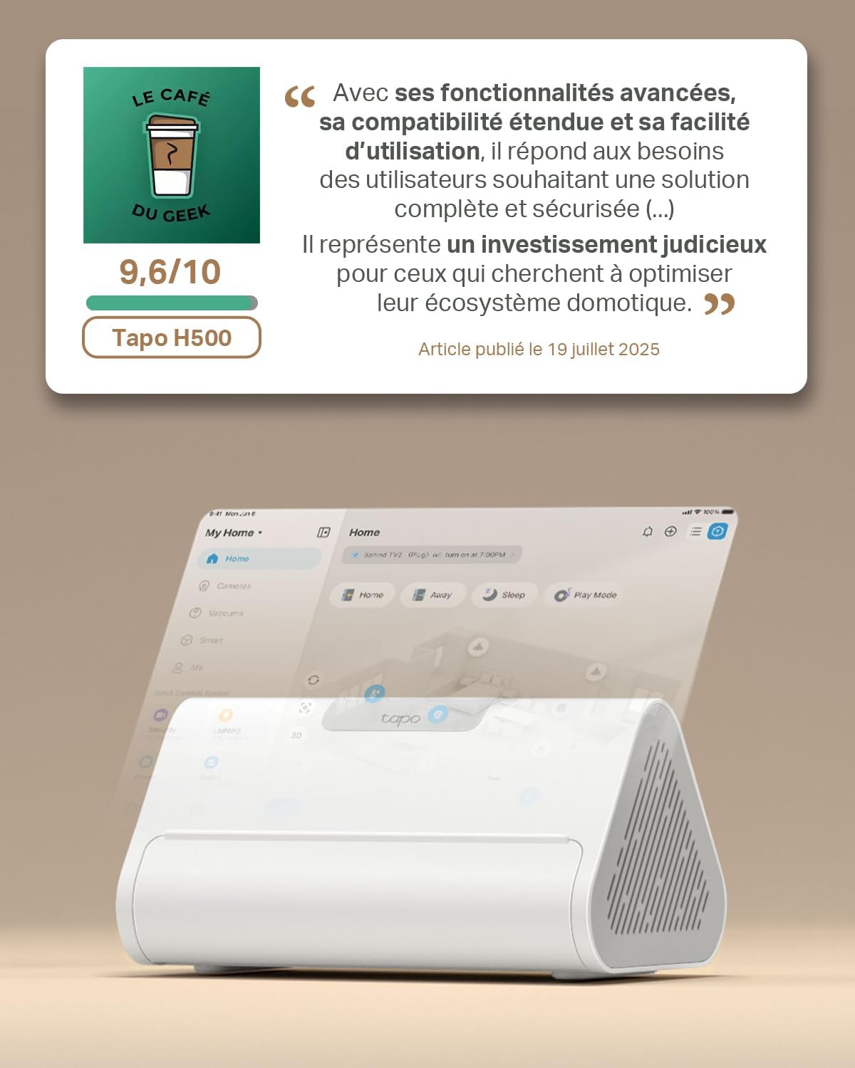 H500 Hub intelligent pour la maison, alarme intégrée, connectez 16 caméras et 64 capteurs, stockage local intégré de 16 Go + disque dur/SSD extensible de 16 To, détection IA avancée, sortie HDMI Hub intelligent avec IA détection, stockage local Hub