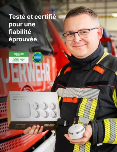 X-Sense Détecteur de Fumée Connecté, Kit de Sécurité pour la Maison avec SBS50 Station de Base, Conforme à la Norme EN14604, Compatible avec l'Appli X-Sense Home Security, FS61 Ensemble 6 Détecteurs de fumée & 1 Station de base