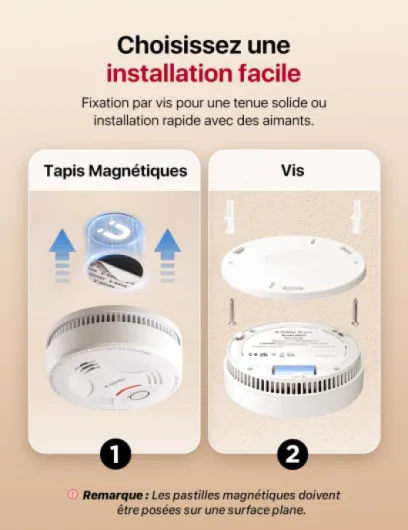 X-Sense Détecteur de Fumée Connecté, Alarme Incendie Interconnecté avec Fixation Magnétique sans Perçage, Mode Nuit Silencieux, Batterie Remplaçable, Fonction App Alertes en Temps Réel, SD11-MR31 3 Détecteurs de fumée & 1 Station de base