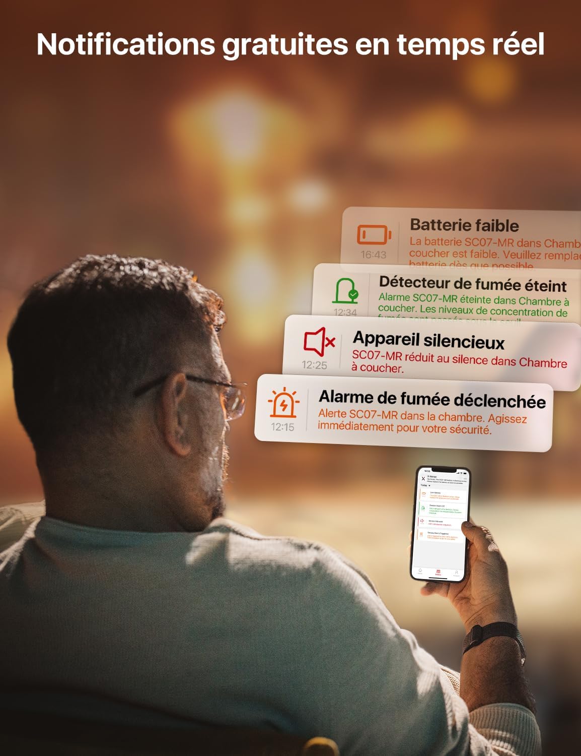 X-Sense Détecteur de Fumée et de Monoxyde de Carbone (CO) Connecté, Kit de Sécurité pour la Maison, Station de Base SBS50 Requise, Compatible avec l'Appli X-Sense Home Security, SC07-MR, Lot de Connecté via Station de Base Lot de 1