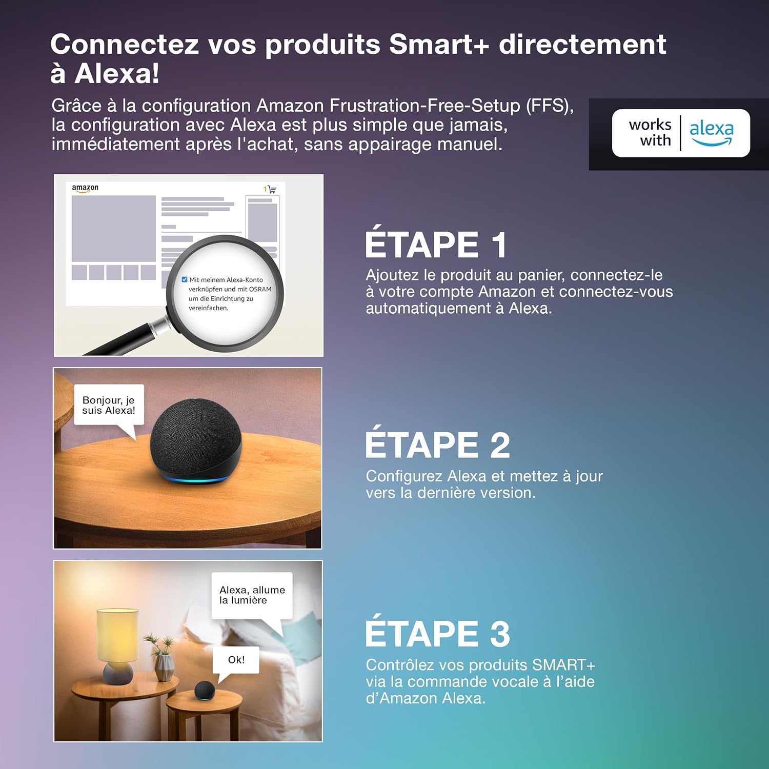 Prise intelligente WiFi avec Matter, compatible Alexa – ajout facile d’appareils jusqu’à 2300 W dans votre maison connectée, contrôle vocal simple et fiable (non compatible avec appli SMART+) blanc Paquet de 1 Matter