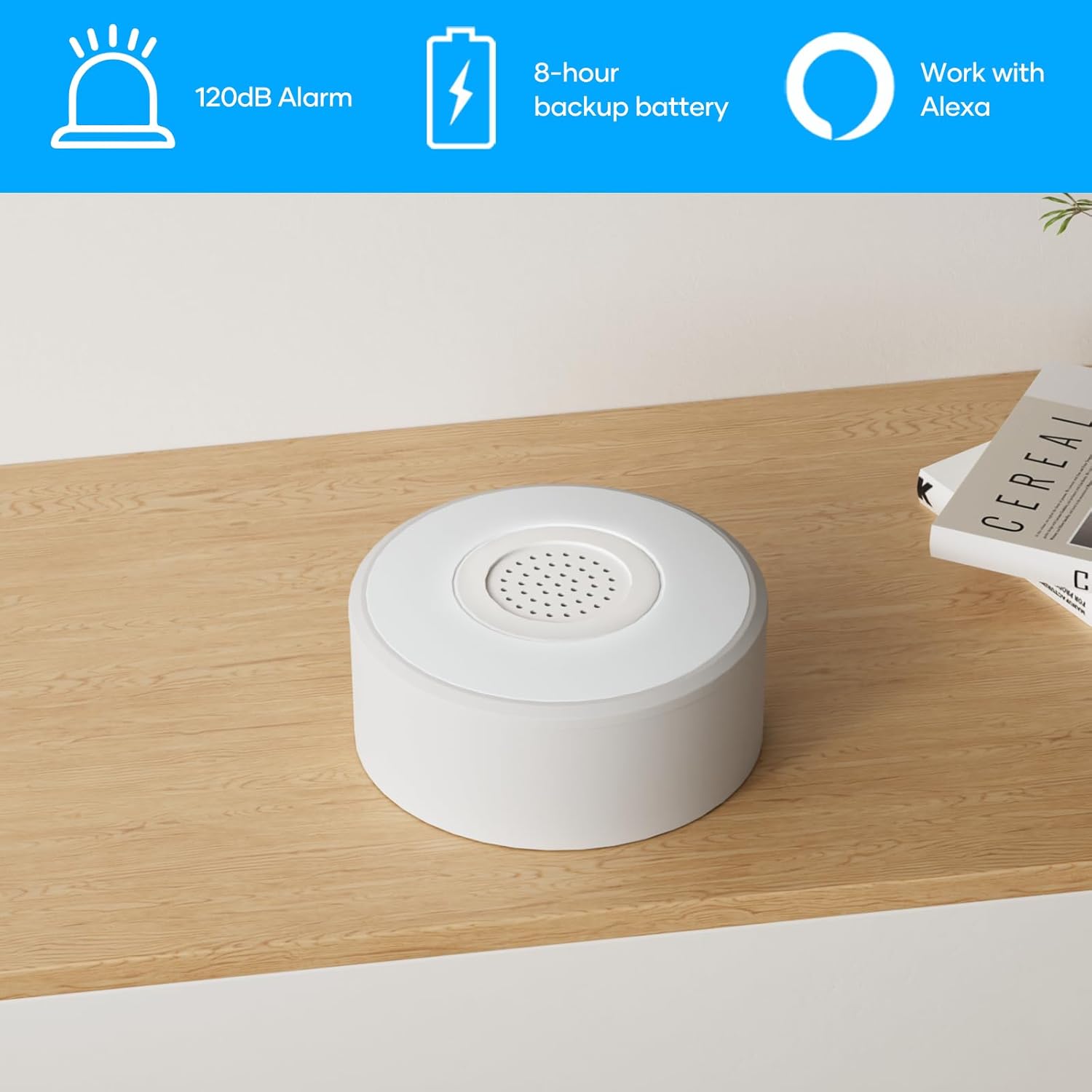 Alarme Maison sans Fil Intelligent WiFi - Alarme de Porte, 1 Alarme avec Sirène, 5 Capteurs de Fenêtre et de Porte, 2 Télécommande, Compatible avec Alexa, Google Assistant A - 8-piece System (W2)
