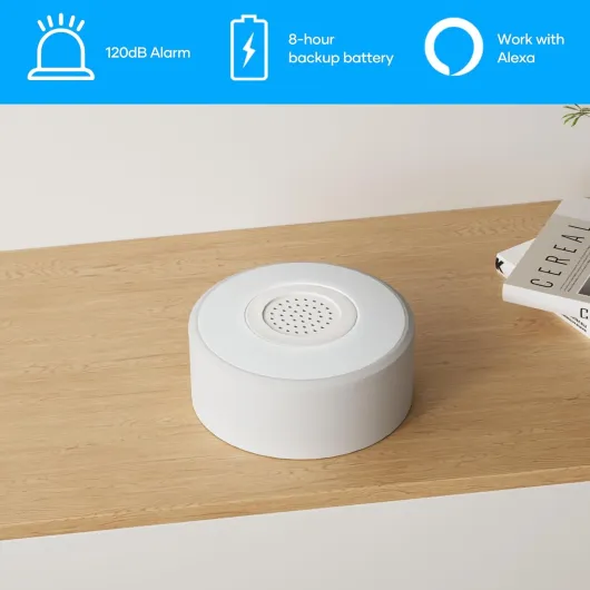 Alarme Maison sans Fil Intelligent WiFi - Alarme de Porte, 1 Alarme avec Sirène, 5 Capteurs de Fenêtre et de Porte, 2 Télécommande, Compatible avec Alexa, Google Assistant A - 8-piece System (W2)