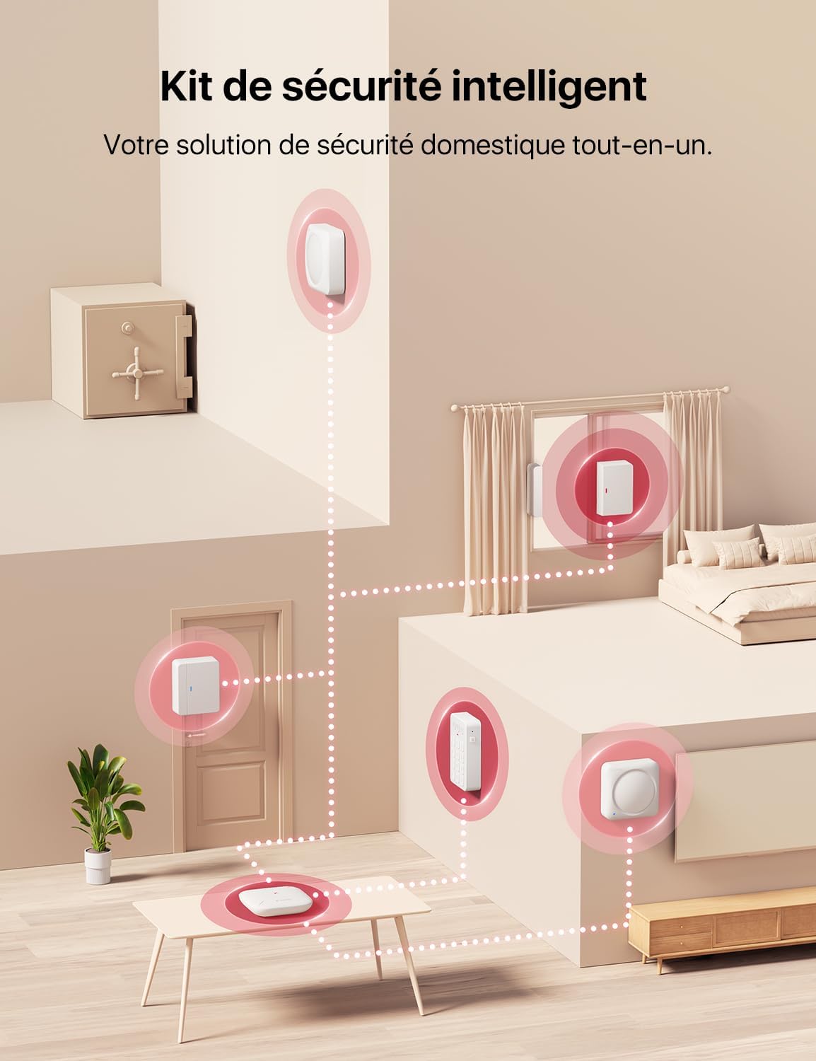 X-Sense Kit de Sécurité pour la Maison, Alarme sans Fil Compatible avec Alexa et Application pour Alertes en Temps Réel, Station de Base, Capteurs de Porte, Détecteurs de Mouvement, Clavier, AS12 11 Accessoires & 1 Station de Base