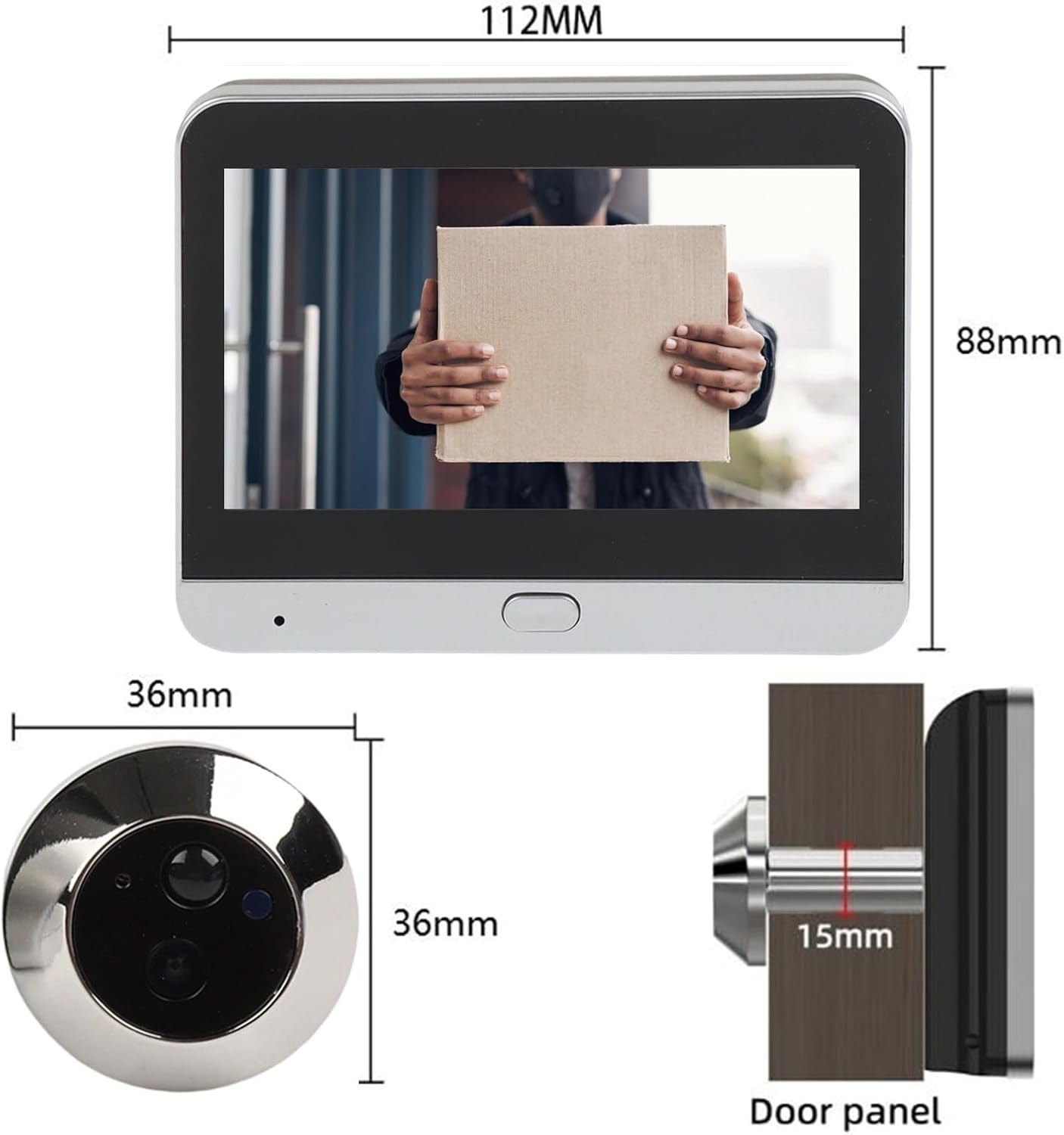 BEAZOOM Caméra judas sans fil, vue 1080p 120 ° PIR détecteur de mouvement 4,3 pouces LCD 5000 mAh pour porte, sonnette visuelle avec 2,4 G WiFi Smart Home Security