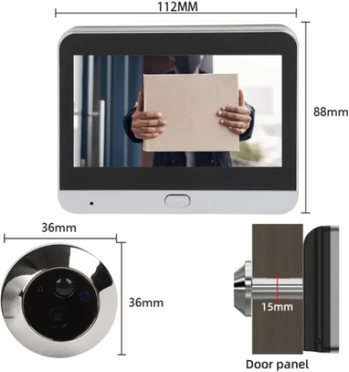 BEAZOOM Caméra judas sans fil, vue 1080p 120 ° PIR détecteur de mouvement 4,3 pouces LCD 5000 mAh pour porte, sonnette visuelle avec 2,4 G WiFi Smart Home Security