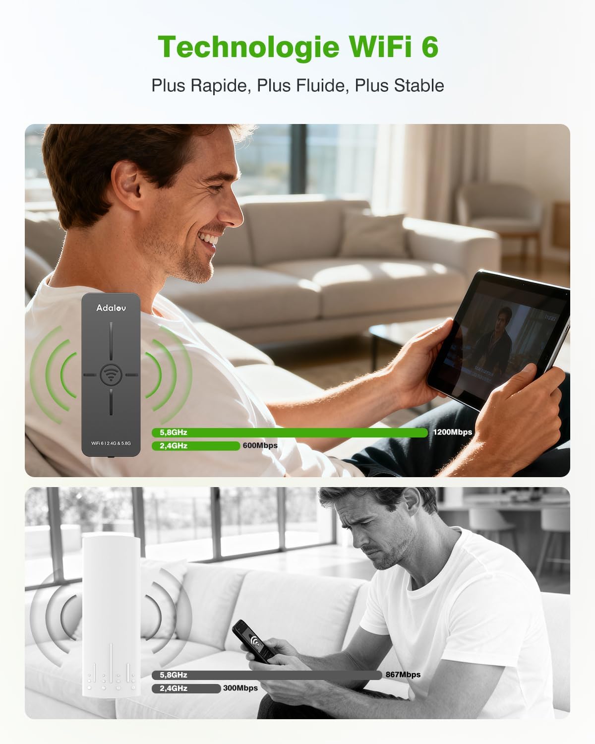 CPE882 WiFi 6 Pont sans Fil extérieur, 2,4/5,8 GHz gigabit Pont WiFi, MU-MIMO sécurité WPA3-PSK, IP65 étanche,Extension réseau Point-à-Point 3 km pour caméra/Garage/abri/Grange,Plug & Play,PoE CPE882 WiFi 6 Pont WiFi Extérieur