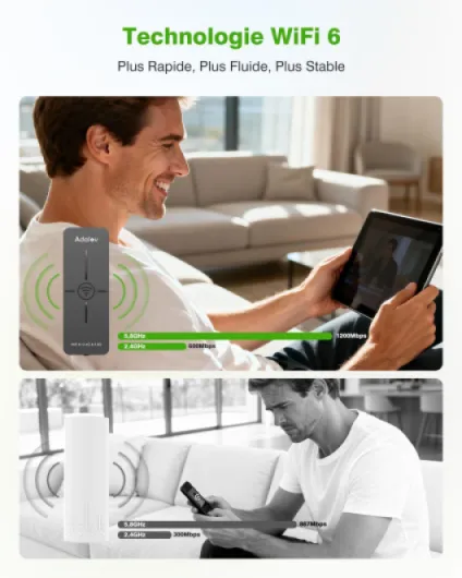 CPE882 WiFi 6 Pont sans Fil extérieur, 2,4/5,8 GHz gigabit Pont WiFi, MU-MIMO sécurité WPA3-PSK, IP65 étanche,Extension réseau Point-à-Point 3 km pour caméra/Garage/abri/Grange,Plug & Play,PoE CPE882 WiFi 6 Pont WiFi Extérieur