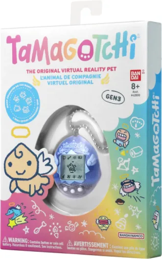 Bandai – Tamagotchi Original – Angel Tiara – Animal interactif avec écran LCD en Français, 3 Boutons et Mini-Jeux – Idée Cadeau Jeu Animal virtuel – Diadème Ange – Jouet Enfant 8 Ans et + – 46164