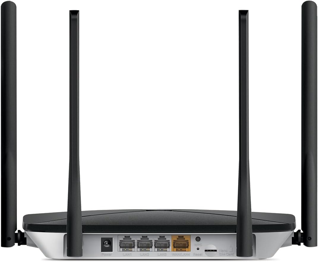 MB115-4G TP-Link Routeur 4G LTE, WiFi 300 Mbps en 2.4 Ghz, Carte SIM Nano, 4 Antennes Puissantes, Jusqu’à 32 Appareils, Mode routeur Via 4 Ports WAN/LAN, Compatible Multi-Opérateurs 4G LTE Antennes