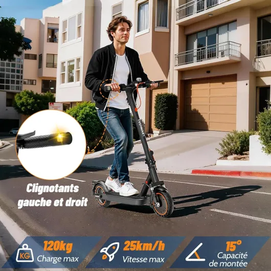 TODIMART T3 Trottinette Electrique Adulte antivol Ultra Legere, Moteur 350W/25KM/H Autonomie 35KM Batterie 36V 7.8Ah,Trotinette électrique Adulte Pliable pneus nid d'abeille increvables, Charge 120kg Noir-T6S