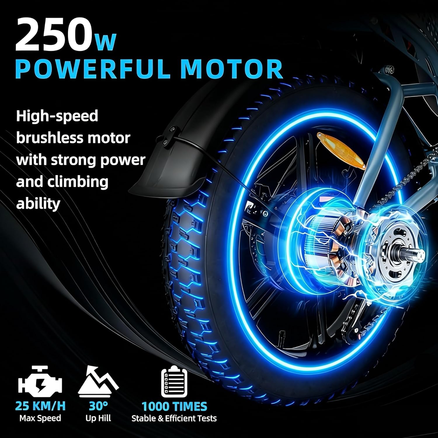 DEEPOWER QS7 Vélo Électrique, Batterie Amovible 48V 60Ah/35Ah/20Ah, Autonomie 110-250KM, Moteur 120 N·m, Pneu Gras 20'' X 4.0, 7 Vitesses, Suspension Hydraulique Complète Noir Mat
