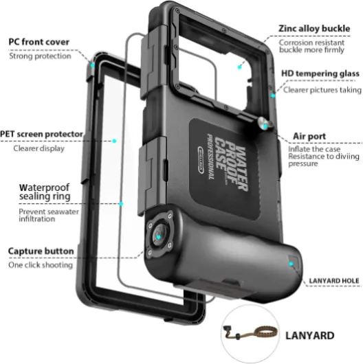 ShellBox Pochette Étanche Smartphone IPX8 Pochette Téléphone Étanche,Housse Étanche Smartphone Compatible pour iPhone 17 Air 16e 17 16 15 Pro 17 16 15 14 Pro Max Samsung S25 S24 S23 noir