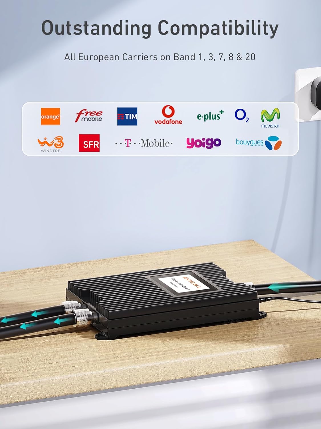 Professionnel Amplificateur 5G 4G LTE GSM pour Bande 1,3,7,8,20, Charges élevées pour Maison, Bureau et Les Grandes Surfaces, Amplificateur Reseau Mobile pour Orange SFR Bouygues Telecom Free
