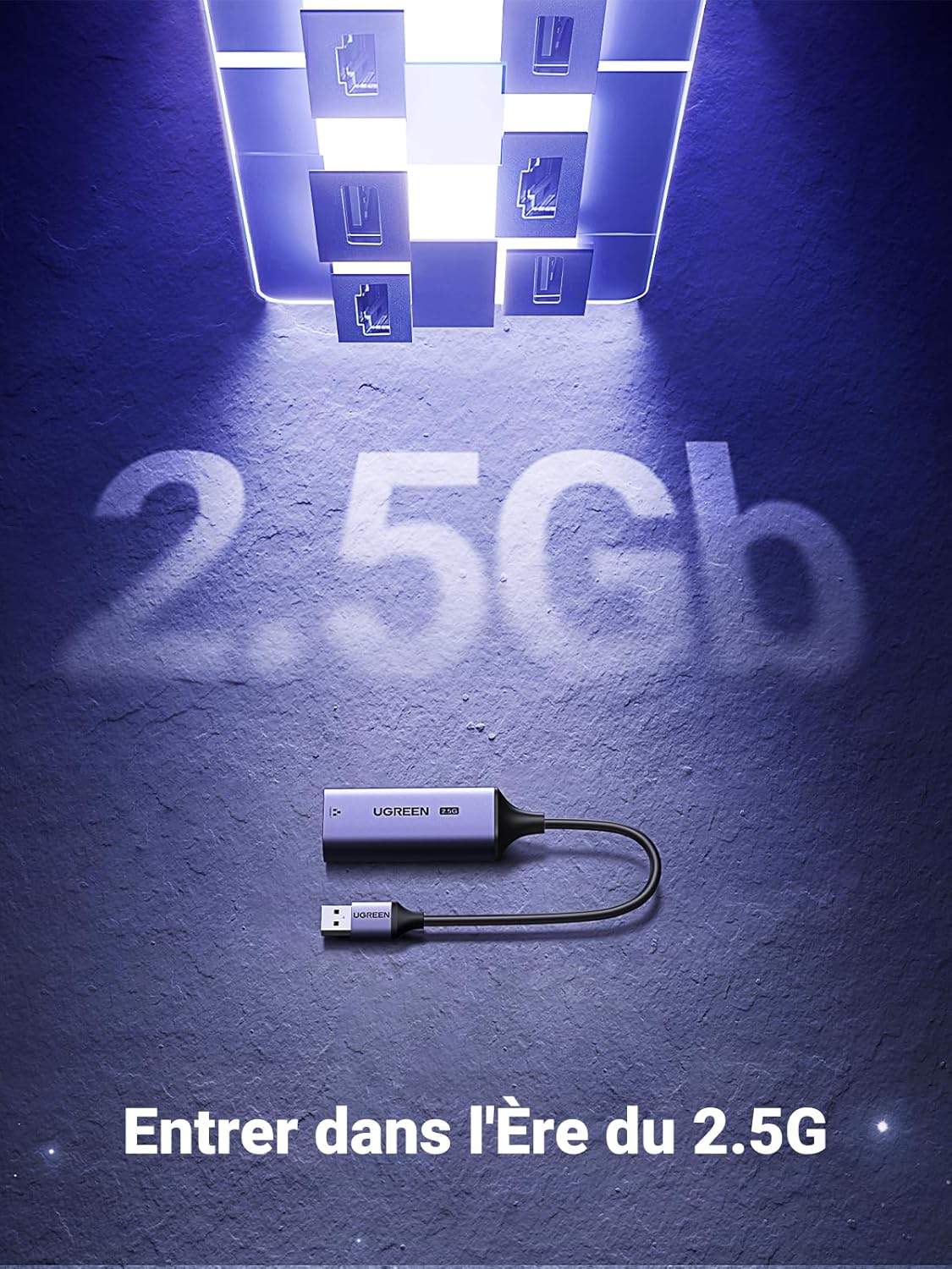 2.5G Adaptateur USB 3.0 vers RJ45 Ethernet Réseau 2500 Mbps LAN Plug Play sous Windows 11 MacOS Compatible avec PC Orditateur Portable Laptop Switch