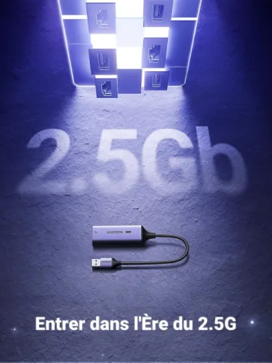 2.5G Adaptateur USB 3.0 vers RJ45 Ethernet Réseau 2500 Mbps LAN Plug Play sous Windows 11 MacOS Compatible avec PC Orditateur Portable Laptop Switch