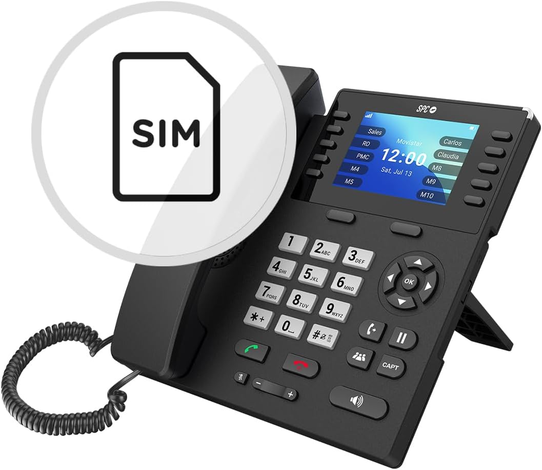 WF100 – Téléphone Fixe Filaire avec SIM -4G, appels Volte et VoWiFi - Écran Couleur 3,5” - Environnement Android - Configuration à Distance - Bluetooth et WiFi - Batterie de sécurité 2 000mAh