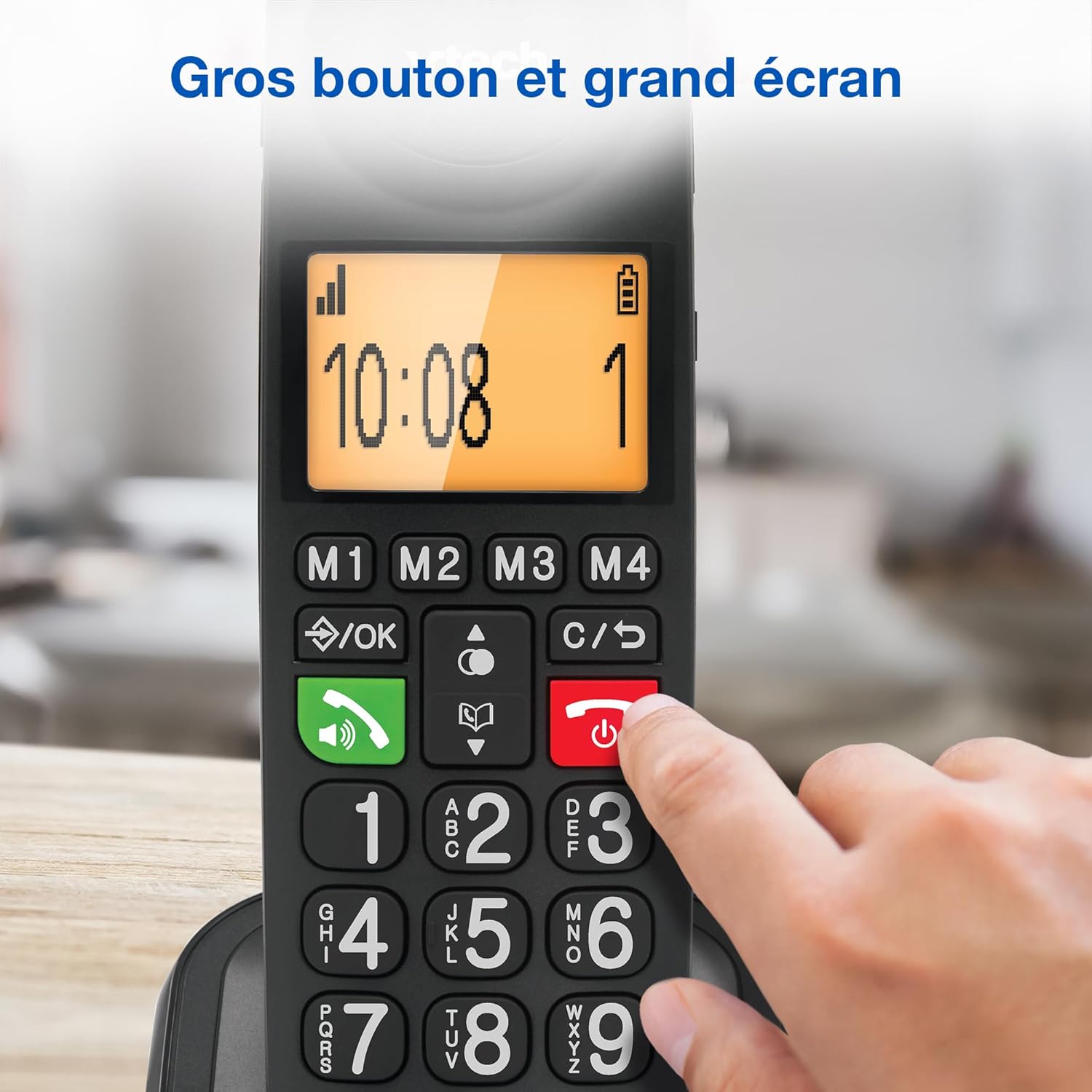 CL6550 téléphone Filaire + téléphone DECT sans Fil,à Grosses Touches,bloqueur d'appels,combiné et Base avec Haut-Parleur,Gros Boutons et Grand écran,Touches de Composition avec Photo